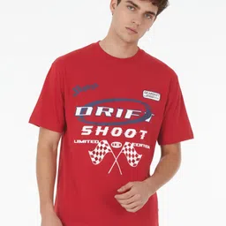 glitchez Typography Printed Round Neck Oversized T-shirt-picture-53