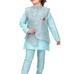 KL COLLECTION Blue Silk Blend Clothing Set-image-77