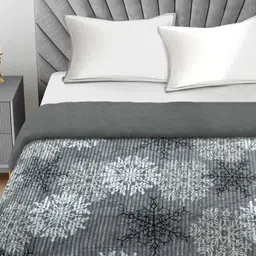 FABINALIV Grey Floral Woollen Mild Winter 400 GSM Double Bed Comforter image 3