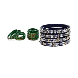 1ST TIME Set Of 24 Green Alloy Artificial Stones & Beads Antique Bangles-picture-32