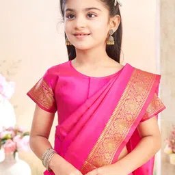 BAESD Girls Zari Banarasi Saree image 3