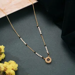 Aadvik Designs Gold-Plated Artificial Stones Studded And Beaded Mangalsutra image 2