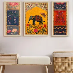 Art Street Yellow & Brown 3 Pieces MDF Abstract Wall Art image 5