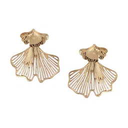 Jazz and Sizzle Gold Plated Petal Shaped & Textured Contemporary Studs image 2