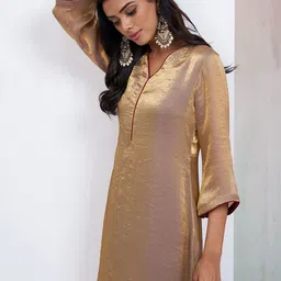 CHHAAP V-Neck Regular A-Line Kurta With Trousers image 3