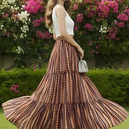 Sera Women Printed Pure Cotton A-Line Maxi Skirt image 5