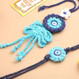 Sangria Stones Studded & Beaded Bhaiya Bhabhi Evil Eye Rakhi With Roli Chawal Chandan-picture-24