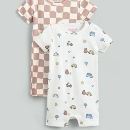 Hopscotch Kids Pack of 2 Printed Organic Cotton Rompers-picture-47