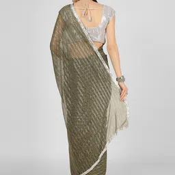 MISS HAUTE Sequinned Pure Georgette Saree image 4