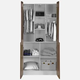 trevi furniture Oscar 2 Door Wardrobe In White & Teak Finish image 2