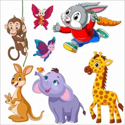 printart 40 cm Lion, Elephant, Butterflies Animals Wall Sticker kids room (65 cm X 50 cm ) Removable Sticker-picture-11