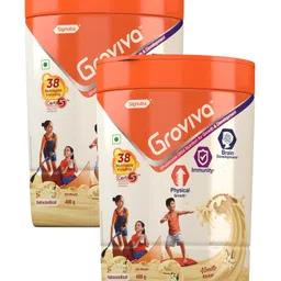 Groviva Child Nutrition Vanilla Flavour Supplement Jar - 400 gm (Pack of 2)-image-61