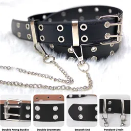 serplex Men & Women Casual Black Artificial Leather Belt image 3