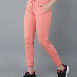 Women Solid Pink Track Pants-image-13