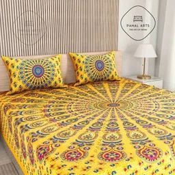 pahalarts Cotton Double Flat 144 TC Jaipuri Prints Bedsheet-picture-19
