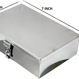 gvanys Stainless Steel Storage Boxes, Cash Peti, Pooja Peti,Safe Locker Box -7 Inch Box Cash Box image 2