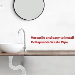 luvbath fitting White PVC Waste Pipe(Set of 2) with Heavy Socket | Flexible Collapsible Drain Hose for Bathroom Basin and Kitchen Sink | 35 Inch Outlet Pipe Hose Pipe image 3