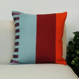 Multicolor Striped Cotton Blend 18 x 18 Inches Cushion Cover by Zeba-picture-32