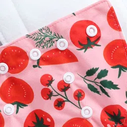 rbastic Reusable Cloth Diaper with Absorbent Insert White Base,Tomato Print Pink image 4