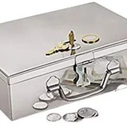 crevita safe locker box Home,Office,Hotel,Bank All use Size-8 Inch With Lock And 2 key Coin Bank image 2
