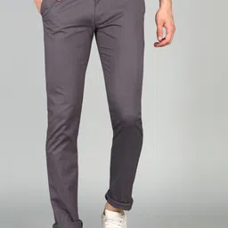 peter england Men Skinny Fit Grey Cotton Blend Trousers-picture-23