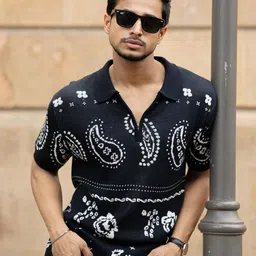 Powerlook Men Navy Paisley Jacquard Knit T-Shirt-picture-37
