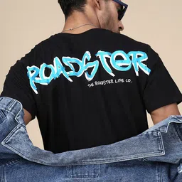 The Roadster Life Co. Typography Printed Pure Cotton Round Neck T-Shirt-image-2