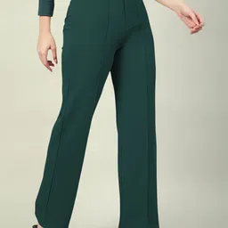 Dream Beauty Fashion Women Straight Fit High-Rise Easy Wash Pleated Trousers image 2