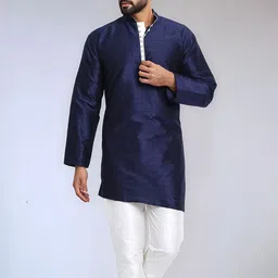Moda Rapido Mandarin Collar Art Silk Straight Kurta With Pyjamas-image-45