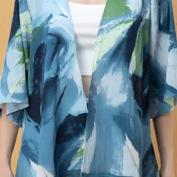 PURYS Women Printed Tasselled Longline Shrug image 4