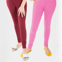 Tik Tok WEARS Girls Pink Churidar Length Leggings-picture-36