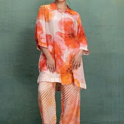 Kahani Lush Printed Shirt Collar Pure Cotton Tunic With Trousers-picture-31