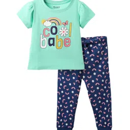 Honeyhap Girls Printed Pure Cotton T-shirt & Joggers Night Suit-image-58