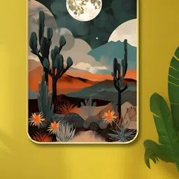 SAF Green & Orange Moon Abstract Wooden Wall Art-image-22