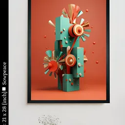SOWPEACE Red & Blue 1 Piece Canvas Abstract Wall Photographs-picture-16