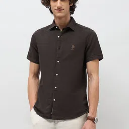 U.S. Polo Assn. Denim Co. Slim Fit Short Sleeves Cotton Linen Casual Shirt-picture-20