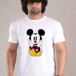 HESHA Men Mickey Mouse Typography Printed Round Neck Cotton T-shirt-picture-14