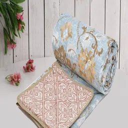 Myntra Elegant Homes Gunmetal-Toned & Blue Microfiber AC Room 150 GSM Double Bed Dohar-picture-34