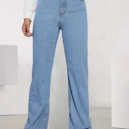 RIVI Women Jean Wide Leg High-Rise Acid Wash Stretchable Jeans-image-9