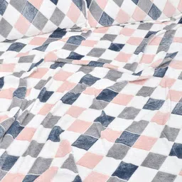 FABINALIV Pink & White Geometric King Bedsheet with 2 Pillow Covers image 5