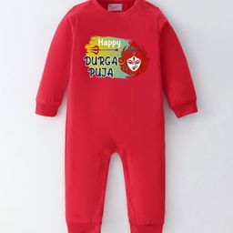 BLUSHES Infants Durga Puja Printed Pure Cotton Romper-picture-29