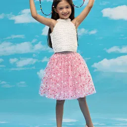 LIL DRAMA Girls Embellished Top with Skirt-picture-20