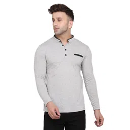 BEYOU FASHION Henley Neck Slim Fit T-shirt-image-57