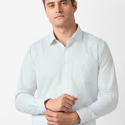 Van Heusen Men Slim Fit Micro Checked Spread Collar Pure Cotton Formal Shirt-picture-18