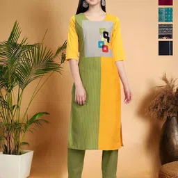 7Threads Women Ethnic Motifs Printed Sequinned Floral Crepe Kurta-picture-11