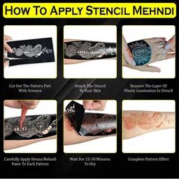 VOORKOMS Mehndi Stencil Sticker Designs With Detailed Floral & Leaf image 3