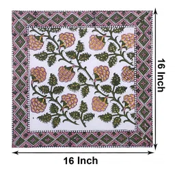 Texstylers Pink & Green 13 Pieces Printed Cotton Canvas Table Linen Sets image 5