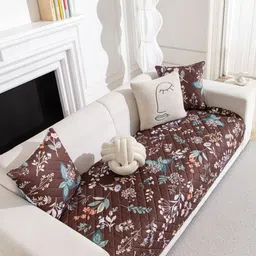 HOMETHREADS Brown & Brown Printed Sofa Cover-picture-11