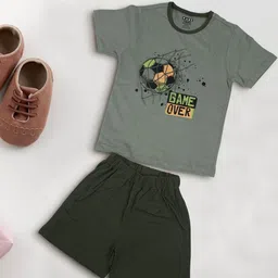 PUREKIDDO Kids Printed Short Sleeves Pure Cotton T-shirt With Shorts-picture-39