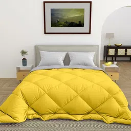 CHICERY Yellow & Grey Heavy Winter Single Bed Comforter-picture-16